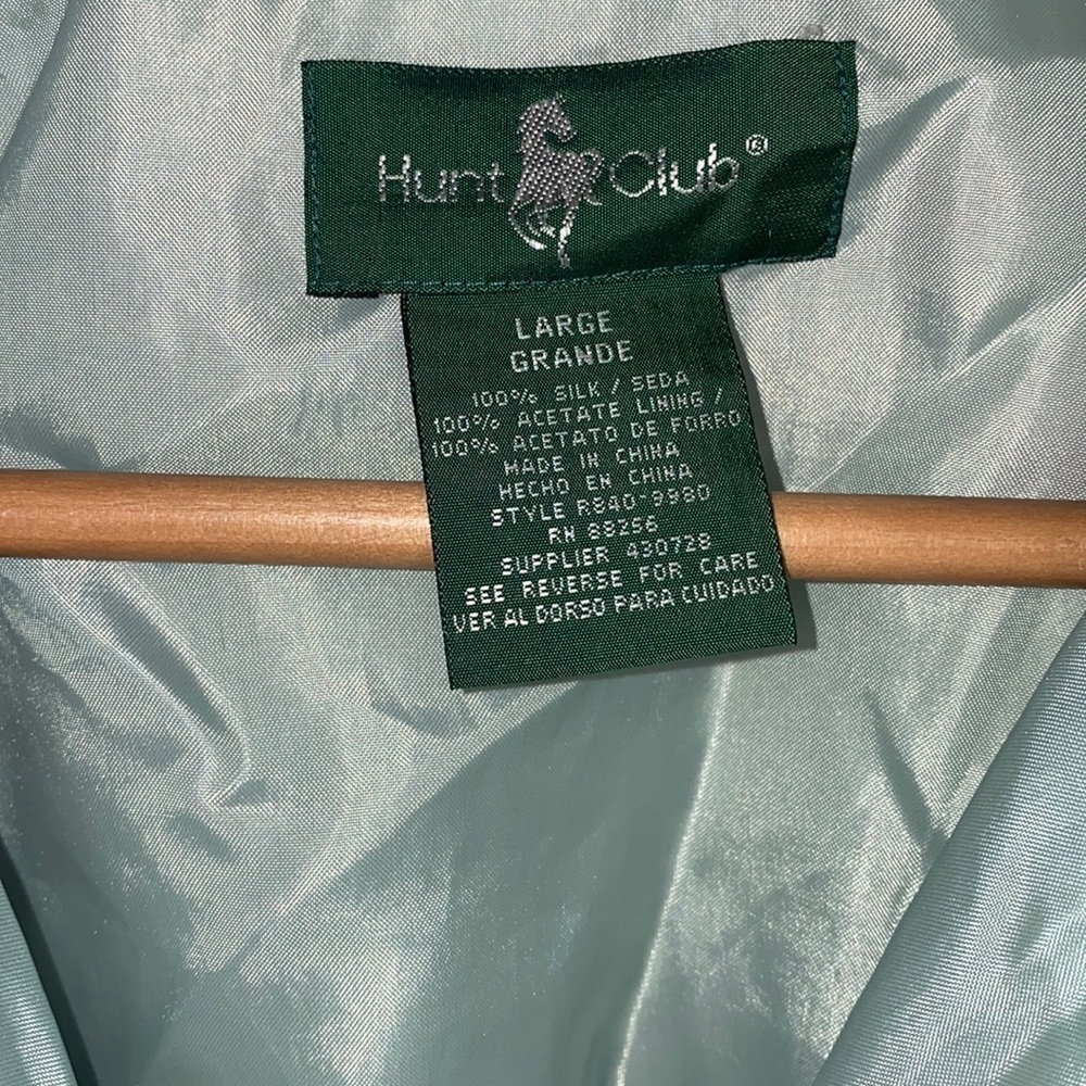 VINTAGE Hunt Club Light Green Floral Jacket 100% Silk Size Large - Picture 3 of 11
